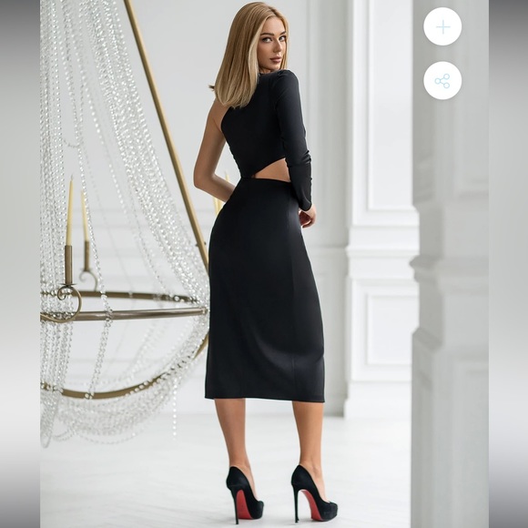 NWT black satin evening dress - Picture 6 of 10